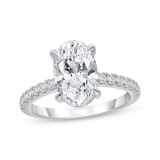 Previously Owned Lab-Grown Diamonds Oval-Cut Engagement Ring 3-1/2 ct tw 14K White Gold