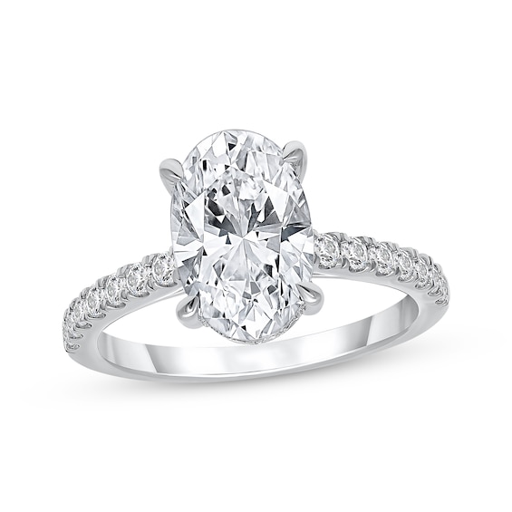 Previously Owned Lab-Grown Diamonds Oval-Cut Engagement Ring 3-1/2 ct tw 14K White Gold