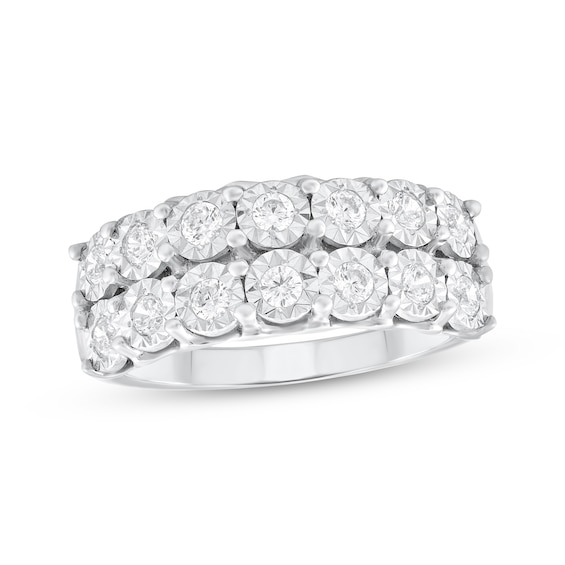 Previously Owned Diamond Two-Row Anniversary Ring 1/2 ct tw 14K White Gold