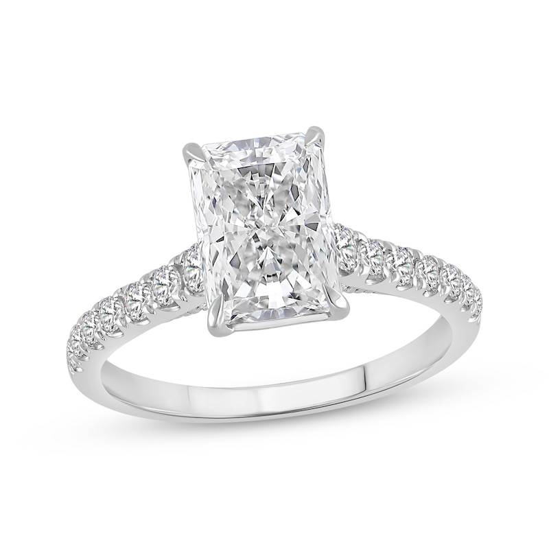 Main Image 1 of Previously Owned Lab-Grown Diamonds Radiant-Cut Engagement Ring 2-1/2 ct tw 14K White Gold