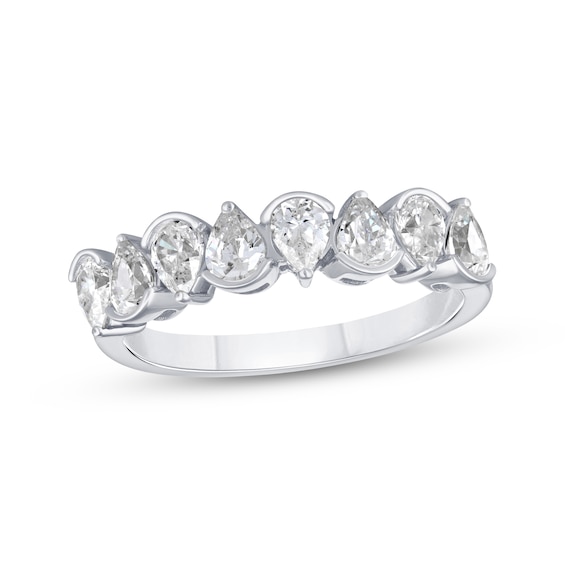 Previously Owned Lab-Grown Diamonds Pear-Shaped Alternating Anniversary Ring 1-5/8 ct tw 14K White Gold