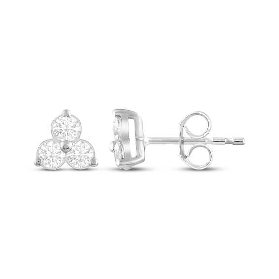 Previously Owned KAY Lab-Grown Diamonds Three-Stone Stud Earrings 1/2 ct tw 14K White Gold