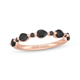 Previously Owned Neil Lane Pear-Shaped & Round-Cut Black Diamond Anniversary Ring 7/8 ct tw 14K Rose Gold