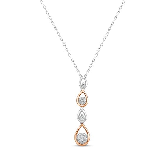 Previously Owned Round-Cut Multi-Diamond Pendant 1/10 ct tw 10K Two-Tone Gold 18”