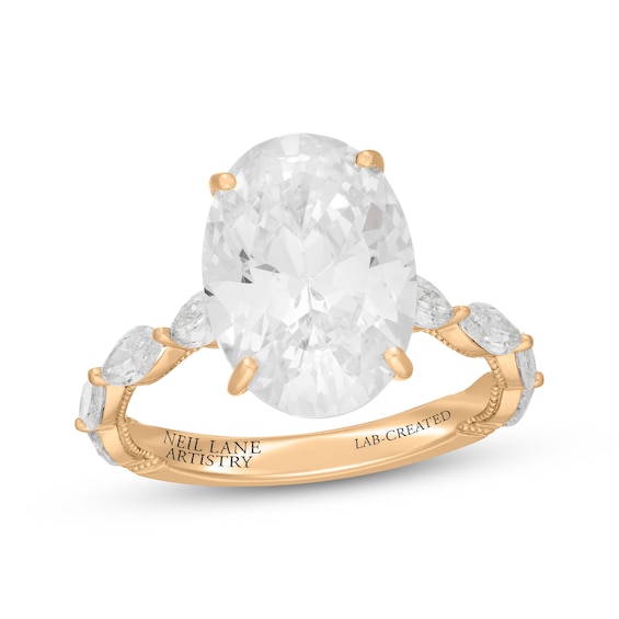 Previously Owned Neil Lane Artistry Oval-Cut Lab-Grown Diamond Engagement Ring 6 ct tw 14K Yellow Gold