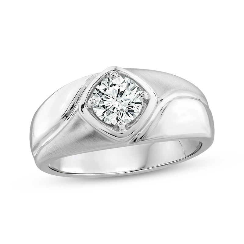 Main Image 1 of Previously Owned Men's Lab-Grown Diamonds Wedding Band 1 ct tw Round-cut 14K White Gold