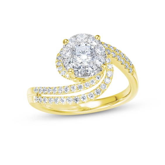 Previously Owned Round-Cut Multi-Diamond Center Engagement Ring 5/8 ct tw 14K Two-Tone Gold