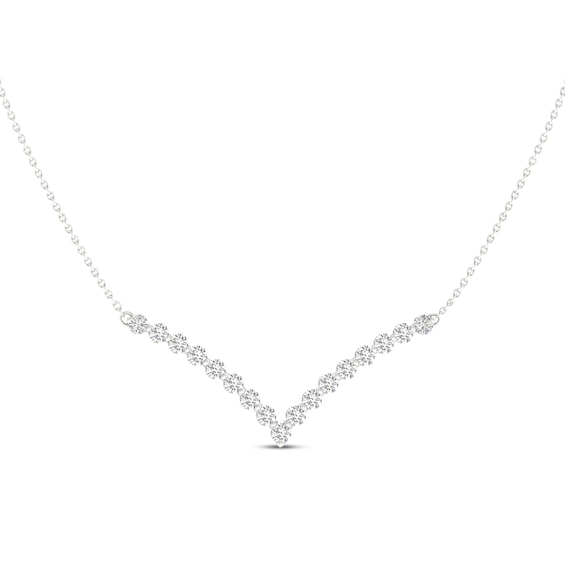 Previously Owned Lab-Created Diamonds by KAY Chevron Necklace 1/2 ct tw 14K White Gold 18”