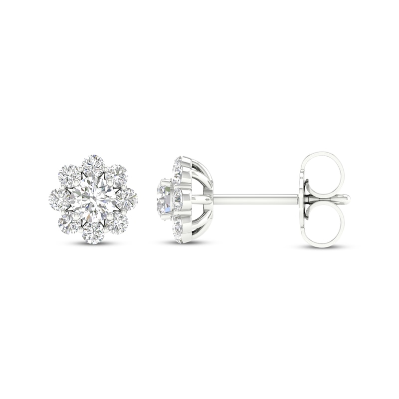 Main Image 1 of Previously Owned KAY Lab-Grown Diamonds Flower Stud Earrings 1/2 ct tw 14K White Gold
