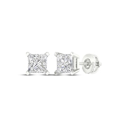 Previously Owned KAY Lab-Grown Diamonds Princess-Cut Solitaire Stud Earrings 1-1/2 ct tw 14K White Gold (F/SI2)