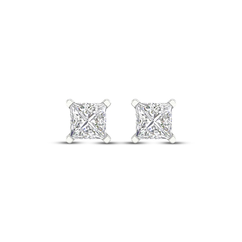 Main Image 2 of Previously Owned KAY Lab-Grown Diamonds Princess-Cut Solitaire Stud Earrings 1-1/2 ct tw 14K White Gold (F/SI2)