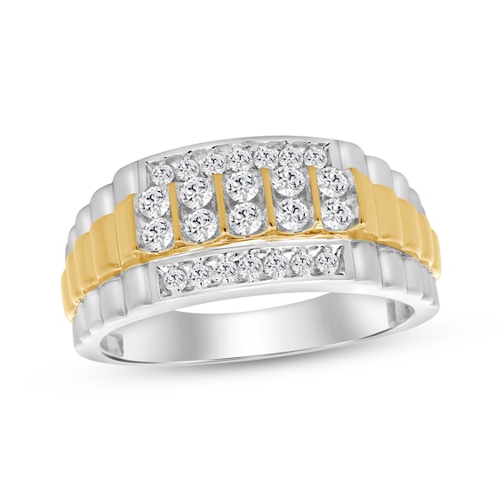 Previously Owned Men's Diamond Overlay Ring 1/2 ct tw 10K Two-Tone Gold