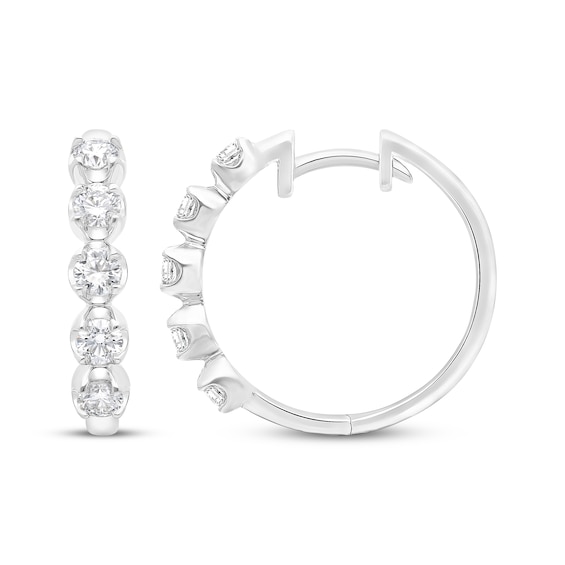 Previously Owned KAY Lab-Grown Diamonds Five-Stone Hoop Earrings 1 ct tw 10K White Gold