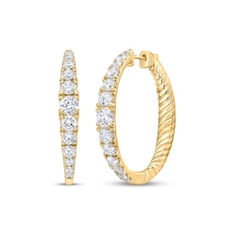 Previously Owned Lab-Grown Diamond Graduated Inside-Out Hoop Earrings 2 ct tw 10K Yellow Gold