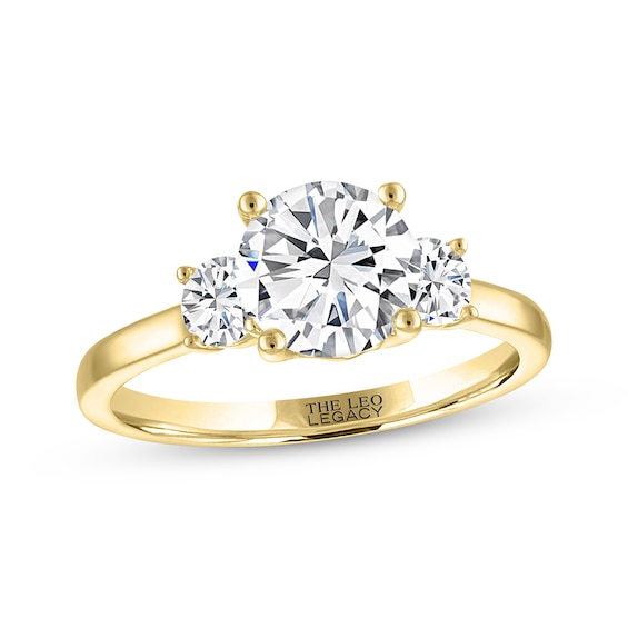 Previously Owned THE LEO Legacy Lab-Grown Diamond Round-Cut Three-Stone Engagement Ring 1-7/8 ct tw 14K Yellow Gold