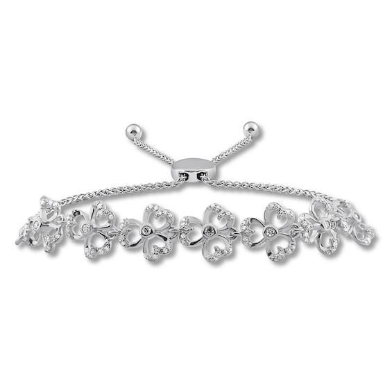 Previously Owned Diamond Floral Bolo Bracelet 1/3 ct tw Round Sterling Silver