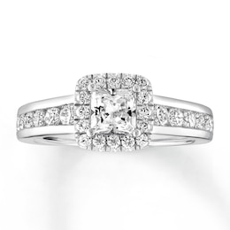 Previously Owned Diamond Engagement Ring 7/8 ct tw Princess/Round 14K White Gold