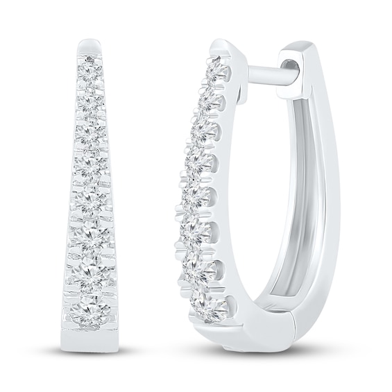 Previously Owned Diamond Hoop Earrings 1/2 ct tw 10K White Gold