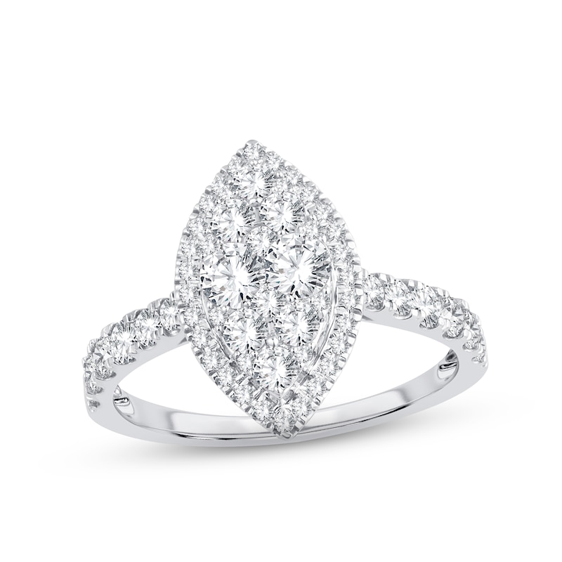 Main Image 1 of Previously Owned Diamond Engagement Ring 1 ct tw Round-cut 18K White Gold