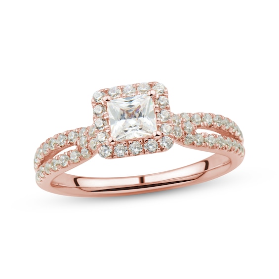Previously Owned Diamond Engagement Ring 7/8 ct tw Princess & Round-cut 14K Rose Gold