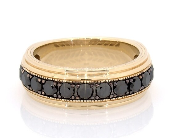 Previously Owned Neil Lane Men's Black Diamond Wedding Band 1-1/2 ct tw 14K Yellow Gold