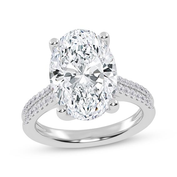 Previously Owned Lab-Grown Diamonds Oval-Cut Engagement Ring 5-1/4 ct tw 14K White Gold