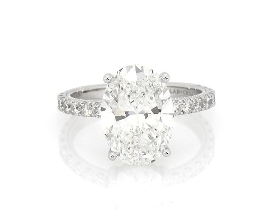 Previously Owned Neil Lane Artistry Oval-Cut Lab-Grown Diamond Engagement Ring 4-5/8 ct tw 14K White Gold