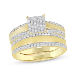 Previously Owned Multi-Diamond Square Bridal Set 1/8 ct tw 10K Yellow Gold