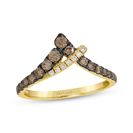 Previously Owned Le Vian Desert Diamonds Good Karma Crossover Chevron Ring 1/2 ct tw 14K Honey Gold