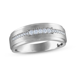 Previously Owned Men's Diamond Five-Stone Wedding Band 1/5 ct tw 10K White Gold