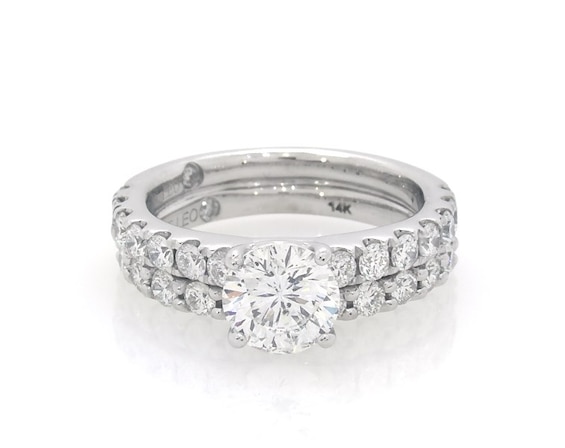 Previously Owned THE LEO Diamond Round-Cut Bridal Set 1-7/8 ct tw 14K White Gold Size 4
