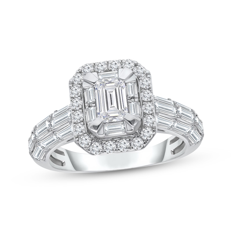 Main Image 1 of Previously Owned Lab-Grown Diamonds Emerald-Cut Engagement Ring 2 ct tw 14K White Gold