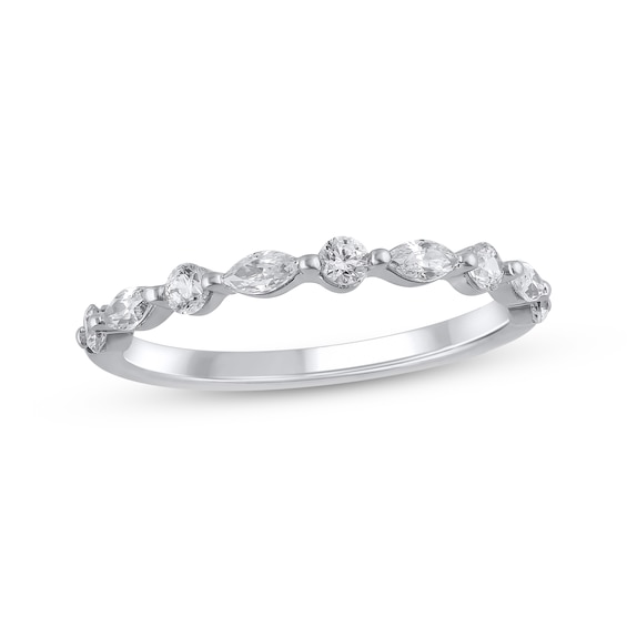 Previously Owned Marquise & Round-Cut Diamond Stackable Anniversary Ring 1/2 ct tw 10K White Gold
