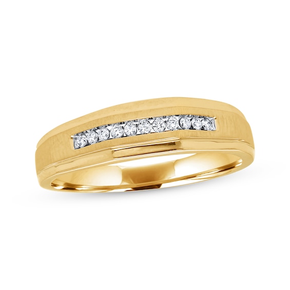 Previously Owned Men's Diamond Wedding Band 1/10 ct tw 10K Yellow Gold