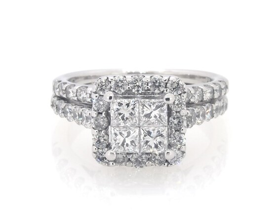 Previously Owned Princess-Cut Diamond Quad Bridal Set 1-/ ct tw 14K White Gold Size
