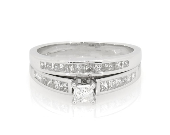 Previously Owned Princess-Cut Diamond Bridal Set 1 ct tw 14K White Gold Size 8.25