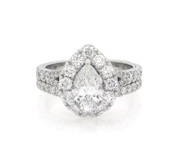 Previously Owned Neil Lane Pear-Shaped Diamond Halo Bridal Set 2-1/3 ct tw 14K White Gold Size 6