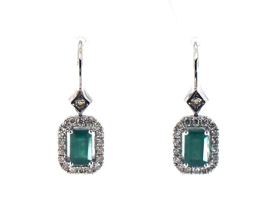 Previously Owned Le Vian Emerald Earrings 1/3 ct tw Diamonds 14K Vanilla Gold
