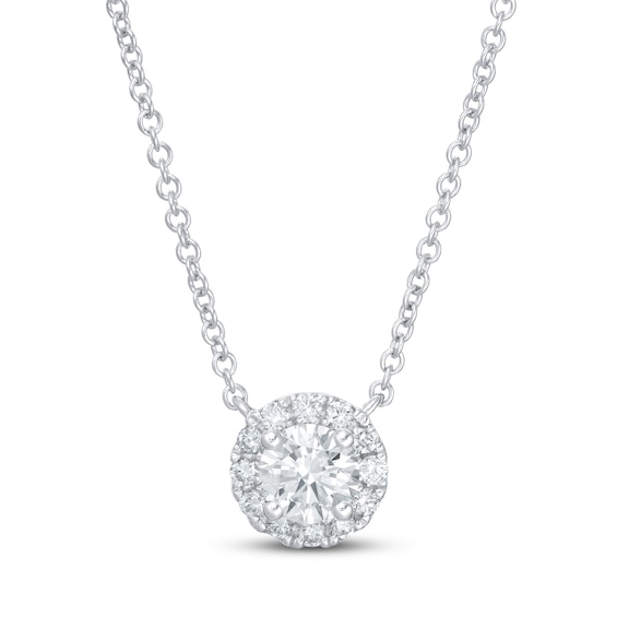 Previously Owned KAY Lab-Grown Diamonds Necklace 1/2 ct tw 14K White Gold 19" (F/SI2)