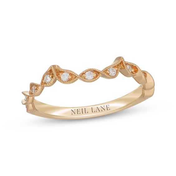 Previously Owned Neil Lane Diamond Milgrain Twist Contour Wedding Band 1/8 ct tw 14K Yellow Gold