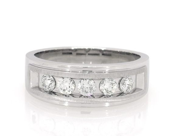 Previously Owned Men's Diamond Band 1 ct tw Round-cut 14K White Gold