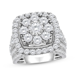 Previously Owned Multi-Diamond Halo Engagement Ring 4 ct tw 10K White Gold