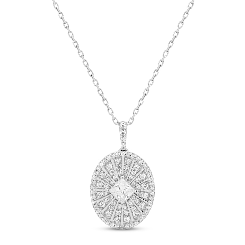 Main Image 1 of Previously Owned Diamond Necklace 1/2 ct tw Princess & Round-cut 10K White Gold 18"
