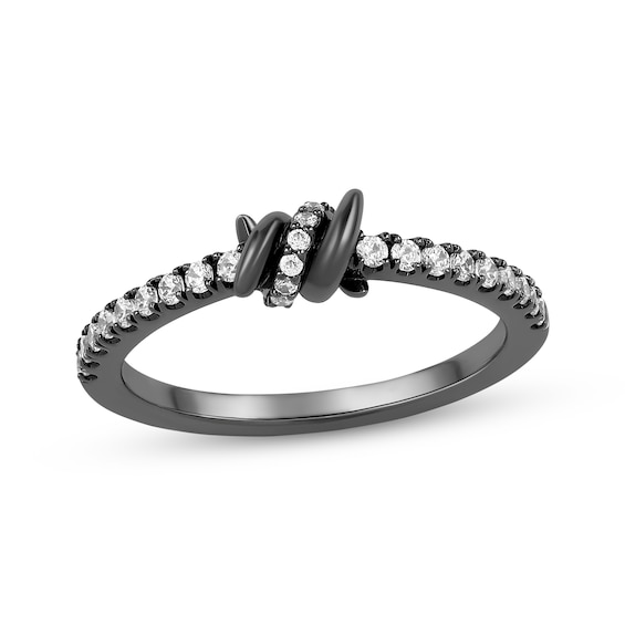 Previously Owned Ink & Ice Diamond Twist Wedding Band 1/4 ct tw Black Rhodium-Plated 14K White Gold
