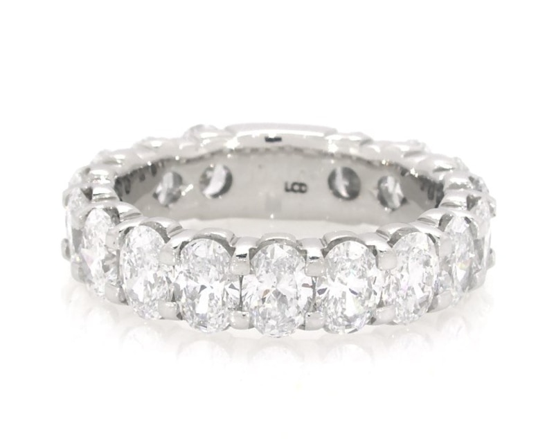 Main Image 1 of Previously Owned Oval-Cut Lab-Grown Diamond Eternity Ring 5 ct tw 14K White Gold
