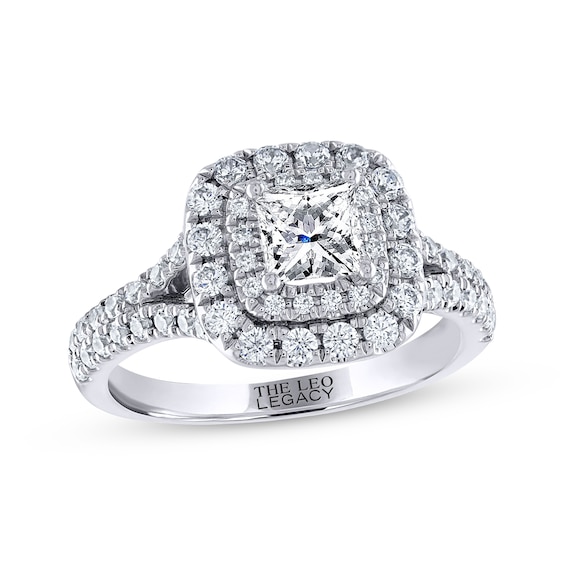 Previously Owned THE LEO Legacy Lab-Grown Diamond Princess-Cut Engagement Ring 1-3/8 ct tw 14K White Gold