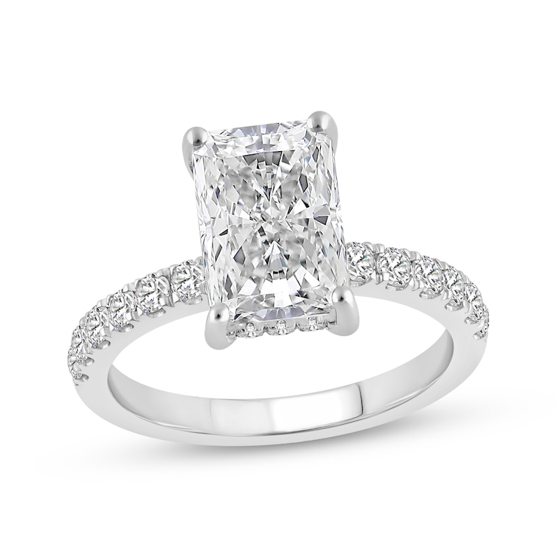 Main Image 1 of Previously Owned Lab-Grown Diamonds Radiant-Cut Engagement Ring 3-1/2 ct tw 14K White Gold