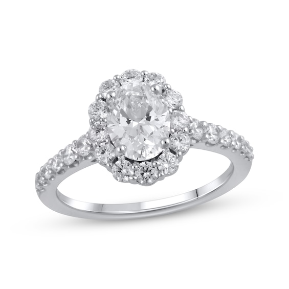 Previously Owned Lab-Grown Diamonds Oval-Cut Engagement Ring 1-3/4 ct tw 14K White Gold