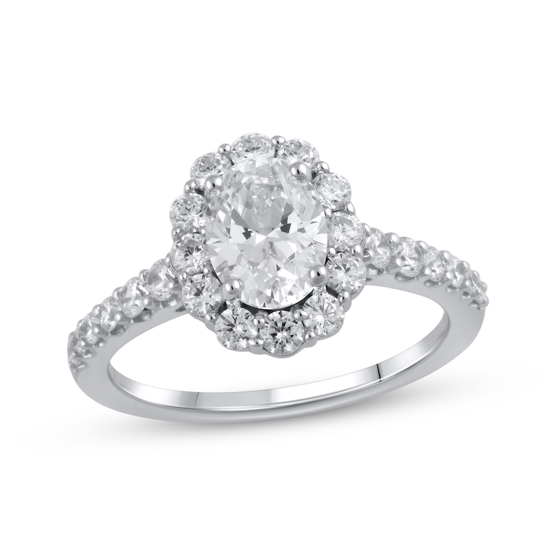 Main Image 1 of Previously Owned Lab-Grown Diamonds Oval-Cut Engagement Ring 1-3/4 ct tw 14K White Gold