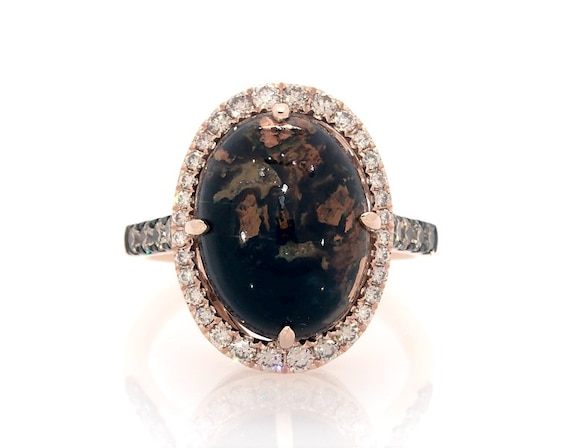 Previously Owned Le Vian Oval-Cut Aquadite Ring 7/8 ct tw Diamonds 14K Strawberry Gold